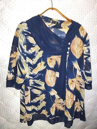 Qadın bluz kolleksiyası - Model 1: Dəniz mavisi fon üzərində bej və