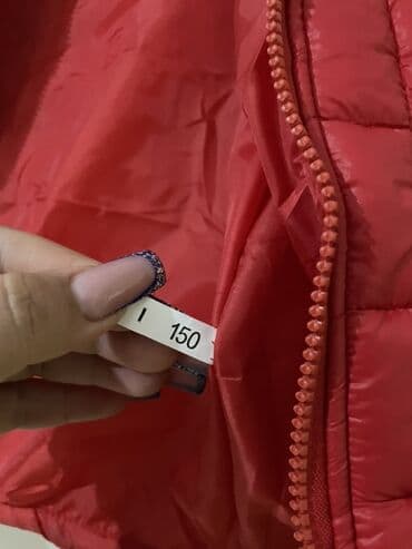 demisezon geyimlər: Qırmızı rəngli uşaq/qız pufffer gödəkçə - Ölçü: 150 (etiketdə — 2
