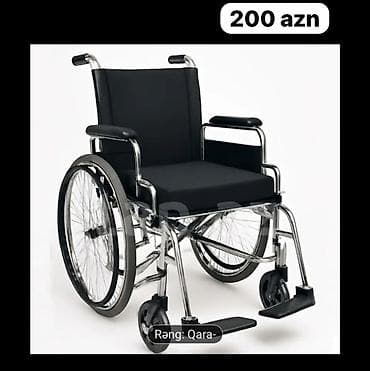 tibbi stul: Mexaniki əlil arabası – rəng: qara. - Polad xrom çərçivə, yığcam və — 1