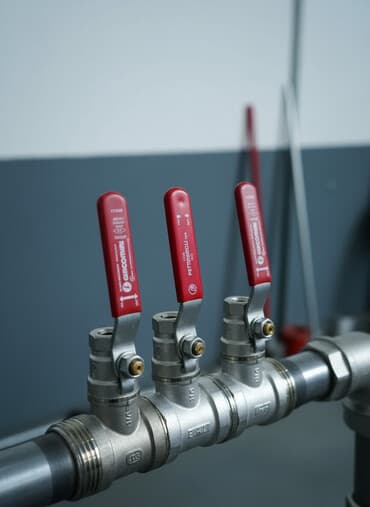 islenmis armatur: Məhsul: Qırmızı qolları olan metal kürə klapanlar Xüsusiyyətlər: - — 1