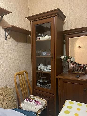 kicik şkaf: Klassik üslubda şüşə vitrin şkaf - Material: ağac konstruksiya, təbii — 2