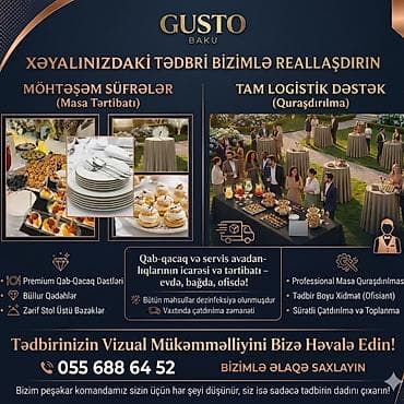 GUSTO Baku – tədbirlər üçün masa tərtibatı və tam logistika dəstəyi lalafo.az -da GUSTO Baku – tədbirlər üçün masa tərtibatı və tam logistika dəstəyi