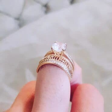 tək qaş: Nişan, Üzük, Swarovski, Sarı qızıl, 585 Əyar — 4