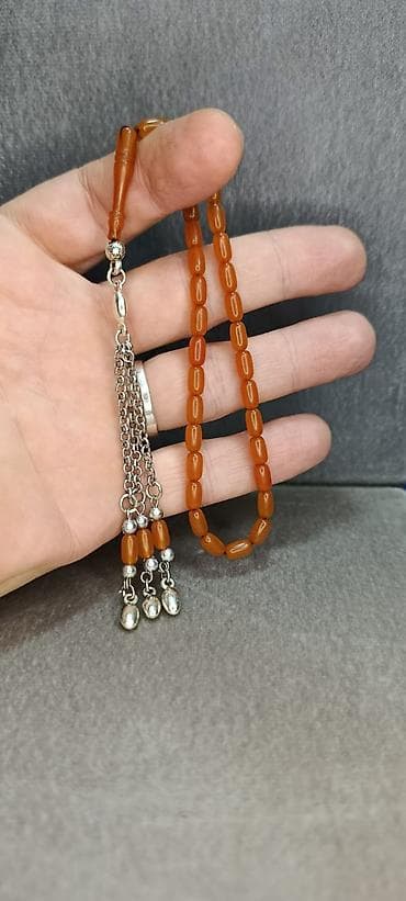 minalı bijuteriyalar: Məhsul: Təsbeh dəsti - Naxışlı metal imaməli və zəncirli təsbeh - — 2