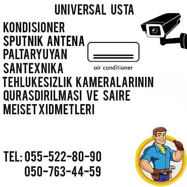 Peyk antenalarının quraşdırılması: Təmir, Split kondisionerlər, Quraşdırılma, Zəmanətlə — 1