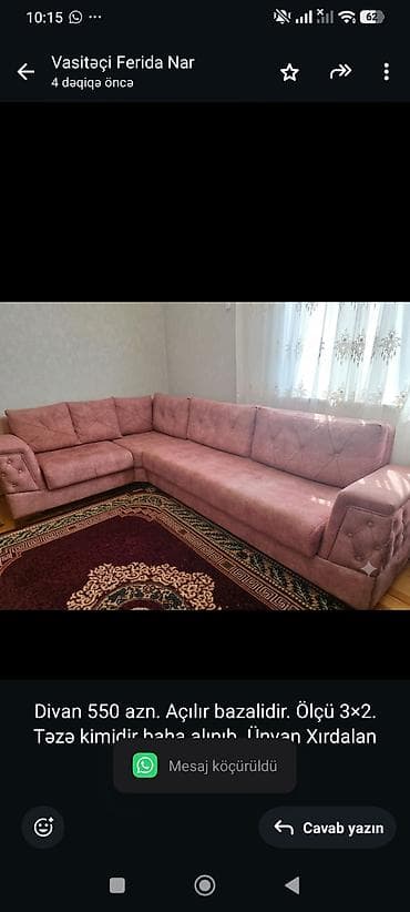 Divan 550 azn. Açılır bazalidir. Ölçü 3×2. Təzə kimidir baha alınıb lalafo.az -da Divan 550 azn. Açılır bazalidir. Ölçü 3×2. Təzə kimidir baha alınıb