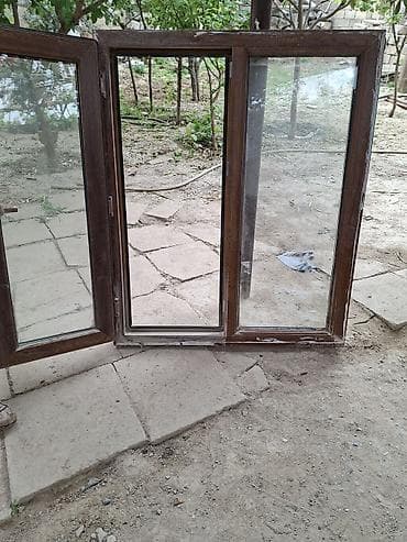 İşlənmiş İkiqat şüşə paketi Plastik pəncərə, Еni: 80 sm, Uzunluğu: 118 sm — 2
