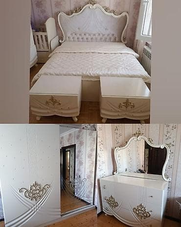 Двуспальная кровать, Шкаф, Трюмо, Тумба, Б/у — 1