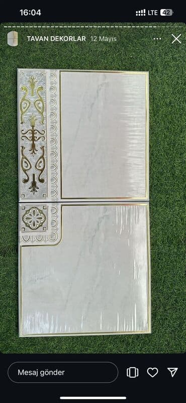 Digər tavan materialları: Tavan dekor panelləri – klassik ornamentli, mərmər effektli dizayn - — 1