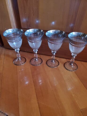 ağ şanı üzümü: Stəkanlar, rəng - Gümüşü, Şüşə, 4 ədədli dəst — 2