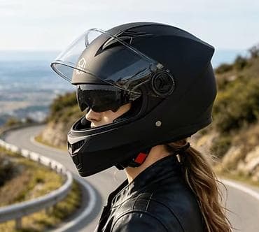 moto nomreleri: Kaska Endirimlə 35-azn Tam üzlü motosiklet dəbilqəsi mat qara Ünvan Q — 7
