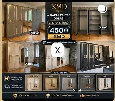 6 qapılı paltar dolabı – XMD Mebel Ölçü: 2.40 × 2 × 47 sm Qiymət: 450