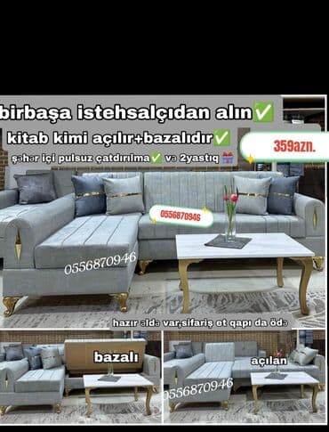 termo gəncə: Künc divan, Yeni, Açılan, Bazalı, Parça, Ünvana pulsuz çatdırılma — 1