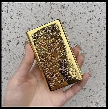 Qızılı rəngli metall siqaret qutusu - Material: parlaq metal (qızılı — 3