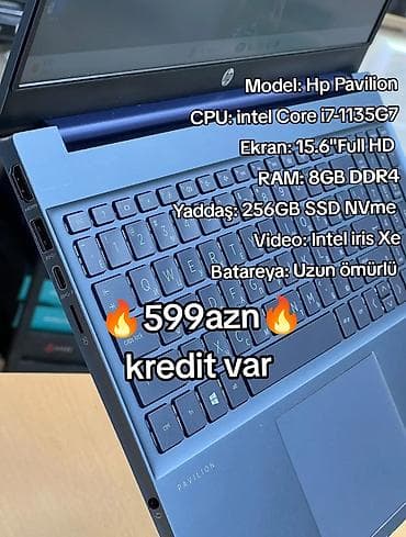 HP Pavilion noutbuk - Prosessor: Intel Core i7-1135G7 (4 nüvə, yüksək