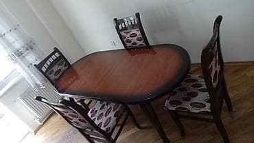 Qonaq otağı üçün, İşlənmiş, Açılmayan, Oval masa, 4 stul