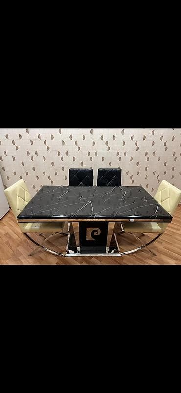 Mətbəx üçün, Açılmayan, Dördbucaq masa, 4 stul