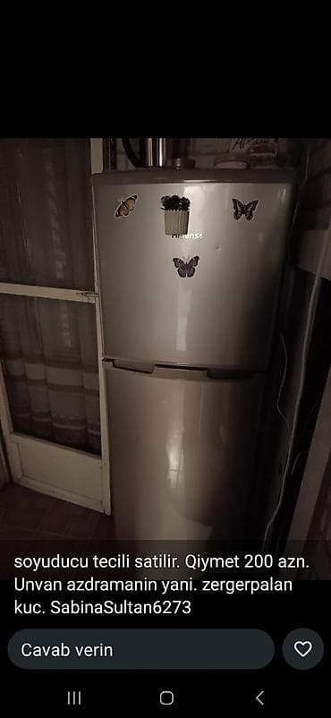 Soyuducular: 2 qapılı Hisense Soyuducu Satılır, rəng - Gümüşü — 1