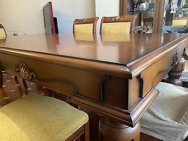 taxta stular: Qonaq otağı üçün, İşlənmiş, Açılan, Dördbucaq masa, 8 stul — 7