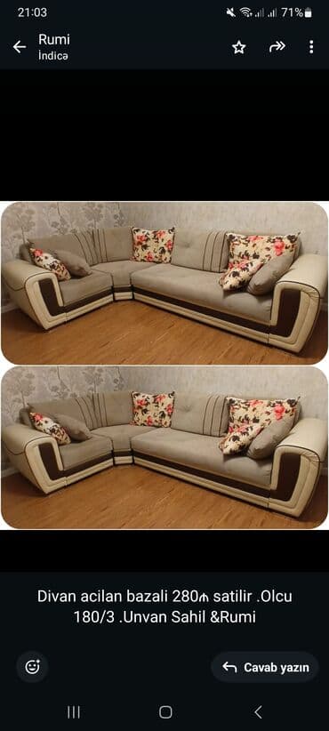 ehmedlide kiraye evler 200 azn: Künc divan — 1