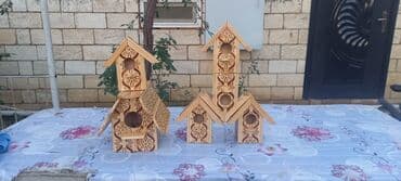 Dekorativ taxta quş evləri - Material: təbii ağac - Dizayn: əl