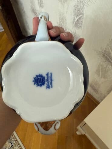 kobalt qab: Çay dəsti, Kobalt, Weimar, 1 nəfərlik, Almaniya — 3