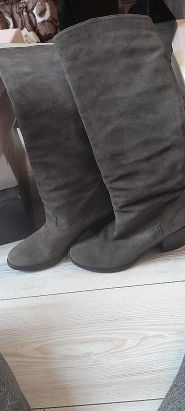 Ботинки и ботильоны: Сапоги, Размер: 39, цвет - Серый, Б/у — 3
