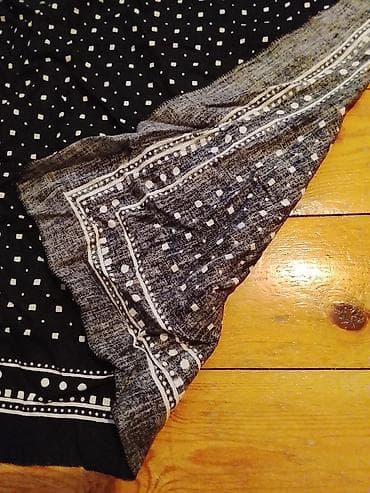Baş geyimləri: Qara bandana/şərf – klassik naxışlı pambik parcadan - Rəng: qara, ağ — 2