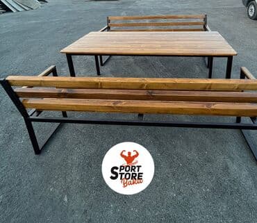 stol stul işlenmiş: Yeni, Kvadrat masa, Açılmayan, Skameykalar ilə, Taxta, Azərbaycan — 24