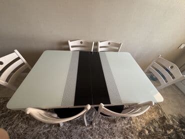 метбех мебели: Mətbəx üçün, Dördbucaq masa, 6 stul — 2