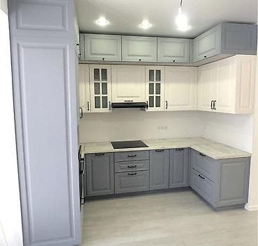 vitrin mebeli: Klassik üslubda L formalı mətbəx mebel dəsti - Fasadlar: yuxarı hissə — 2