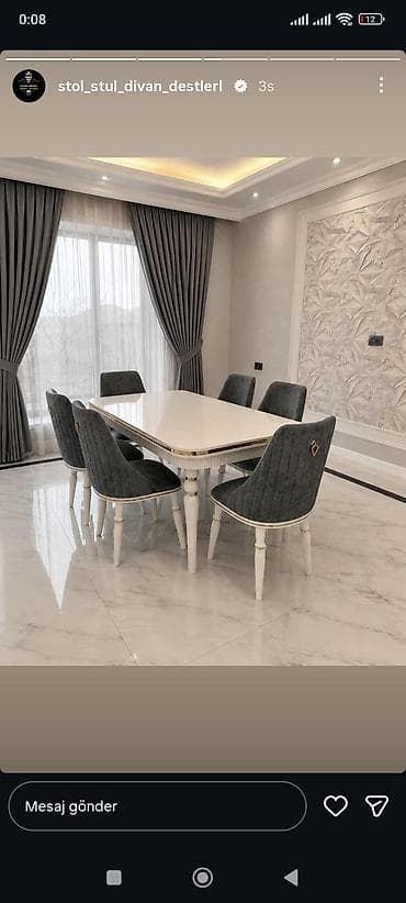 quba mas: Qonaq otağı üçün, Yeni, Açılmayan, Dördbucaq masa, 6 stul — 3