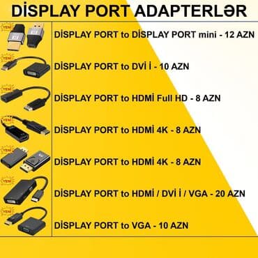 Display Port adapterlər ⭐Display Port to VGA – 10 AZN ⭐Display Port to — 2