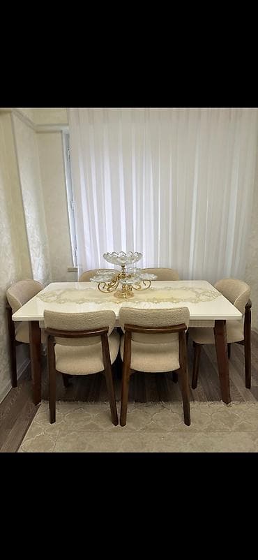 kreditle kuxna mebelleri: Qonaq otağı üçün, Açılmayan, Dördbucaq masa, 6 stul — 1
