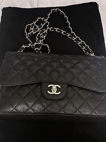 CHANEL jumbo classic double flap bag black caviar Vintaje dir lalafo.az -da CHANEL jumbo classic double flap bag black caviar Vintaje dir