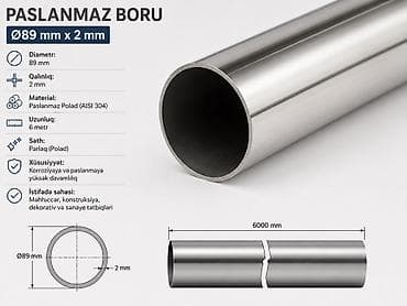 mis borular: Paslanmayan boru – Ø89 mm x 2 mm Texniki göstəricilər: - Xarici — 1
