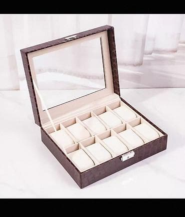 10 bölməli saat qutusu - Material: üst hissə krokodil teksturalı süni