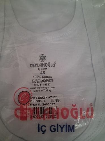 sport corablar: Ceylanoğlu kişi atletı – pambıq, ağ rəng packayla satlir 6 ededlidir — 1