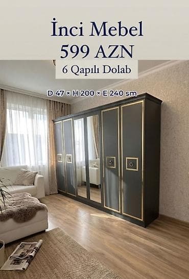 Yeni, 6 qapı, Güzgülü, Açılan, Düz dolab lalafo.az -da Yeni, 6 qapı, Güzgülü, Açılan, Düz dolab