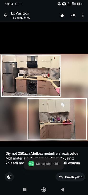 Qiymət 250azn.Metbex mebeli ela veziyyetde Mdf material üstü mermer — 1