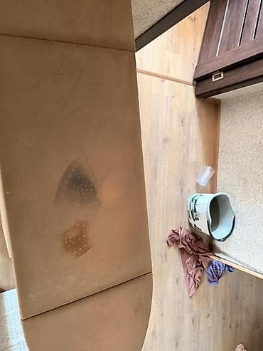 metbex divani: Ütü üçün çoxfunksiyalı şkaf - Rəng: krem korpus, qəhvəyi üst tabla - — 4