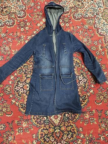 prada: Cins parka – kapüşonlu uzun model - Material: tünd mavi denim (cins) — 4