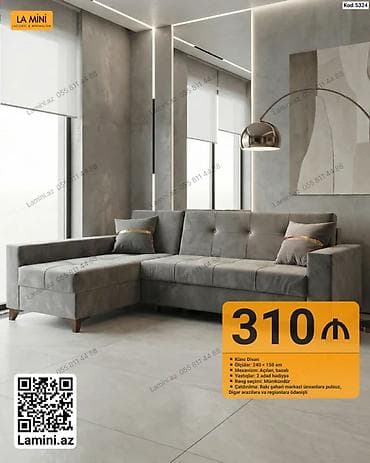La Mini – Künc Divan (Kod: 5324) - Ölçülər: 240 × 150 sm - Mexanizm