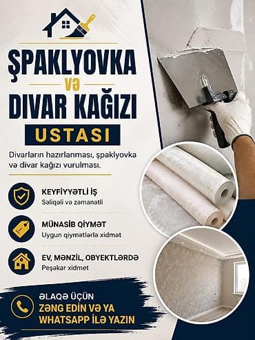 doşəmə boyası: Şpaklyovka və divar kağızı ustası Xidmətlər: - Divarların — 1