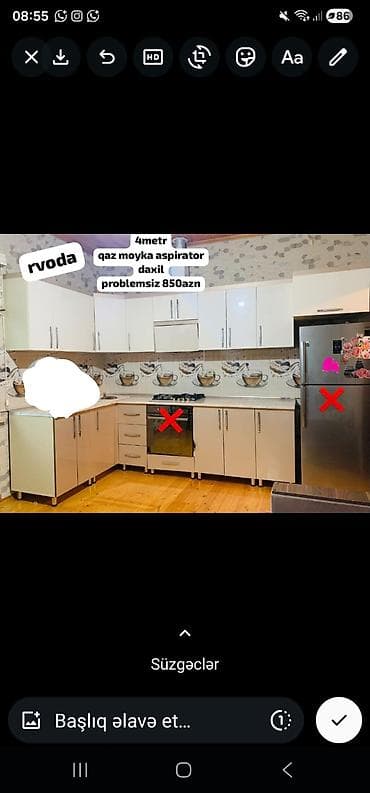 toxunma stol stul: Mətbəx mebeli dəsti – 4 metr - Ölçü: 4 metr L formalı komplekt - — 2