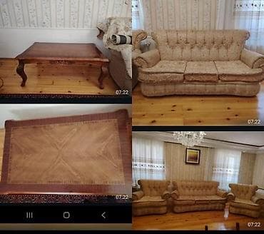 deri divan: Klassik üslubda qonaq otağı dəsti - Dəst: 1 üçlü divan, 2 ədəd — 1