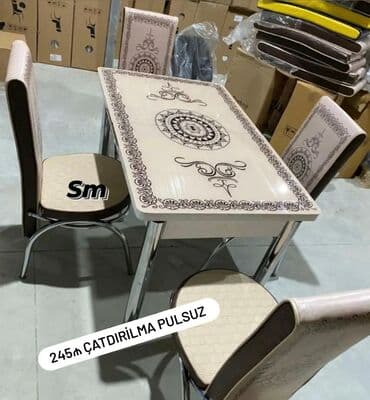Masa və oturacaq dəstləri: Mətbəx üçün, Yeni, Açılan, Dördbucaq masa, 4 stul — 2