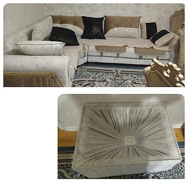 suni qazon satisi: Künc divan satılır 600₼. Yenidi əla vəziyyətdə. Ölçü 2×2.92. Ünvan — 1