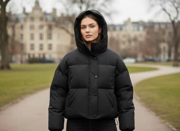 qizlar ucun kurtkalar: Qara rəngli qadın qış gödəkçəsi – çoxfunksiyalı model - 2‑in‑1 — 1