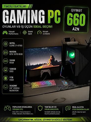 Gaming PC – oyun və iş üçün ideal seçim Texniki xüsusiyyətlər: - at lalafo.az Gaming PC – oyun və iş üçün ideal seçim Texniki xüsusiyyətlər: -
